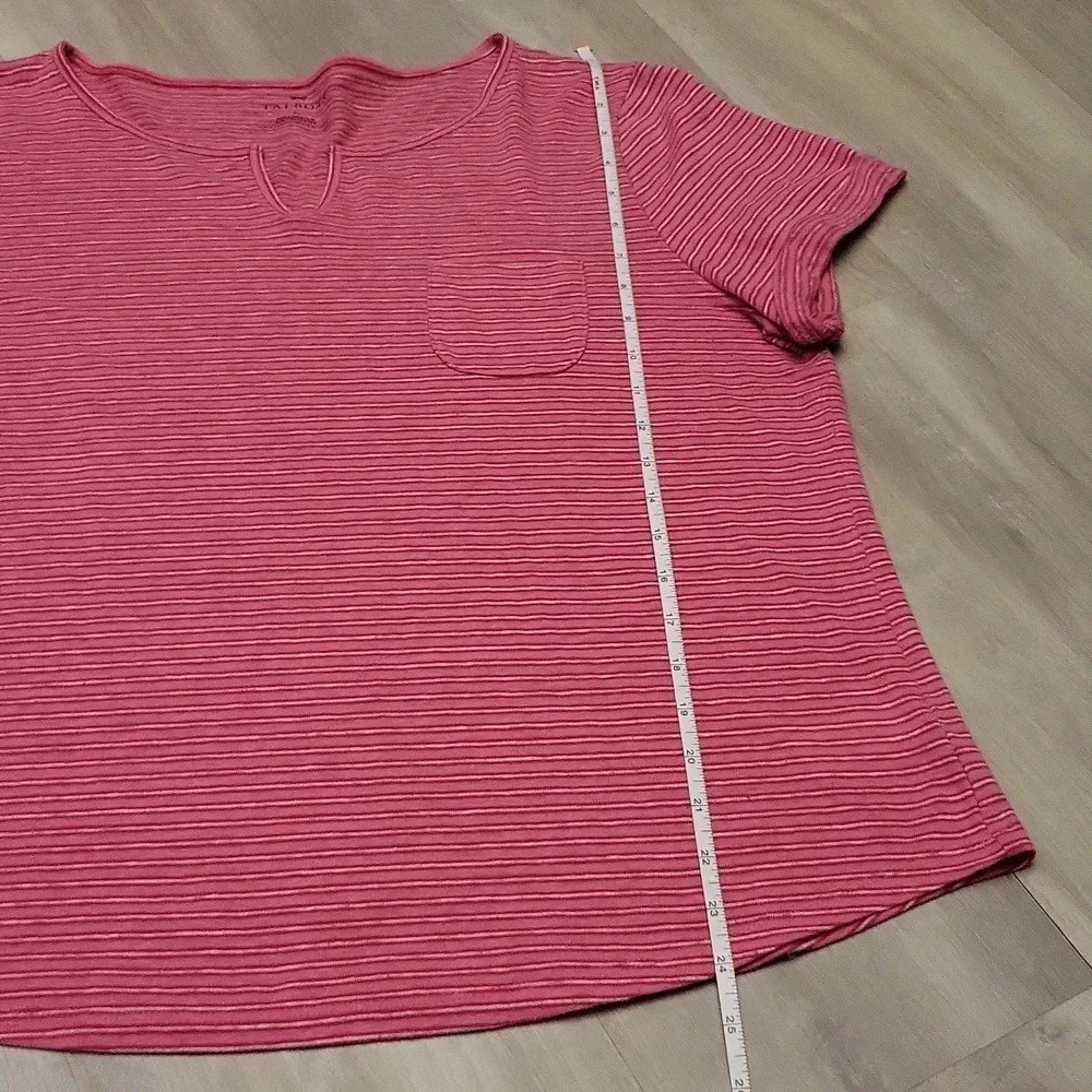Talbots Pink Striped Short Sleeve Womens Linen Tee Size XL - Picture 5 of 6